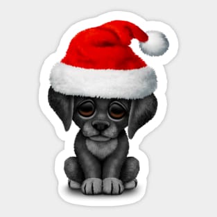 Black Lab Puppy Wearing a Santa Hat Sticker